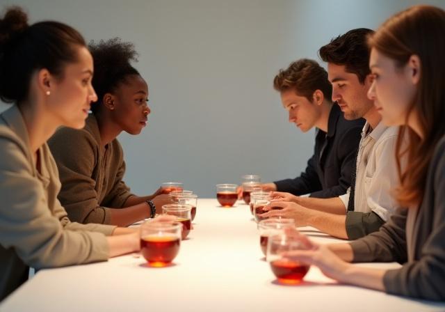 Team of tea professionals in a collaborative training session